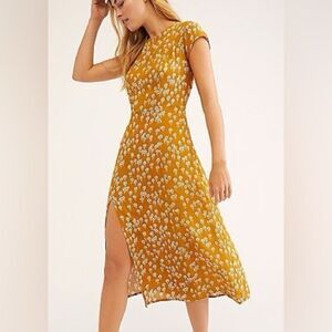 New Free People Womens Corrie Printed Split Hem Maxi Dress Sz 6